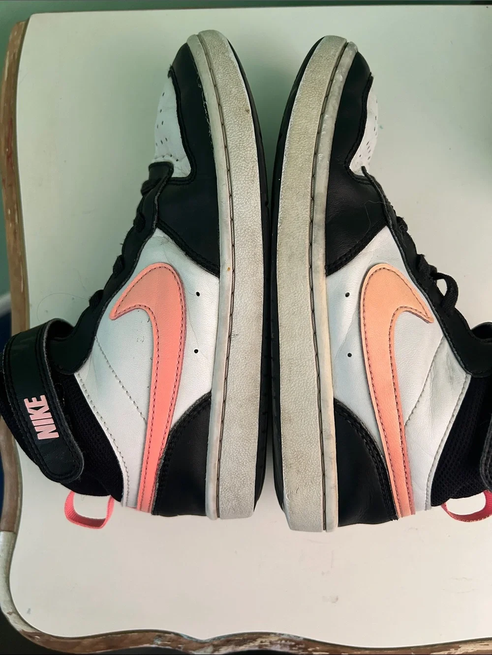 Nike Black, White & Coral High-Top Sneakers